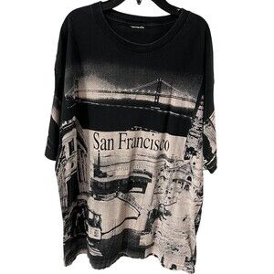 San Francisco Shirt Mens XL Black All Over Print Robin Samuel Edward Teez Vtg